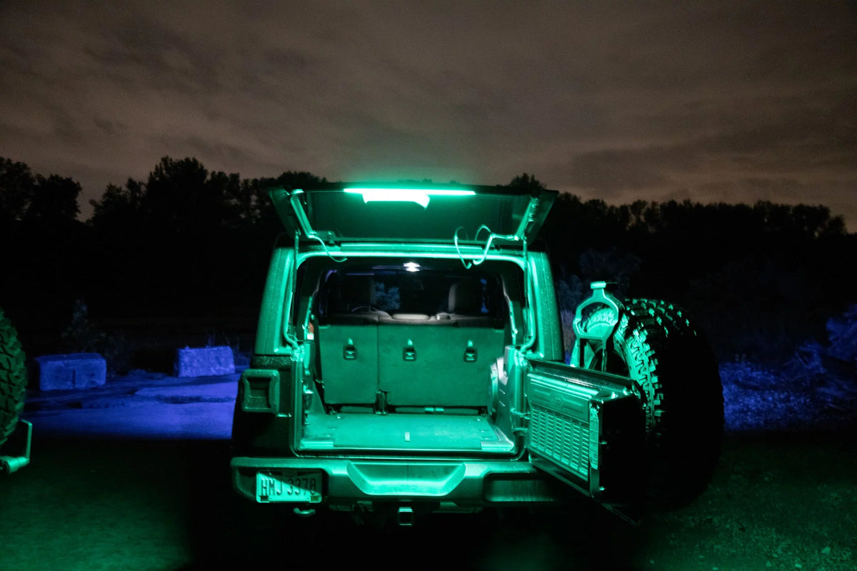 from Models TJ, JK, JL,JLU . Silicone Jeep RGB LED Light Right CJ, By of JKU, 1987 with -2023. LJ, Remote Bar Wranglers Fits Brawlee Interior All Hardtop Bluetooth Done