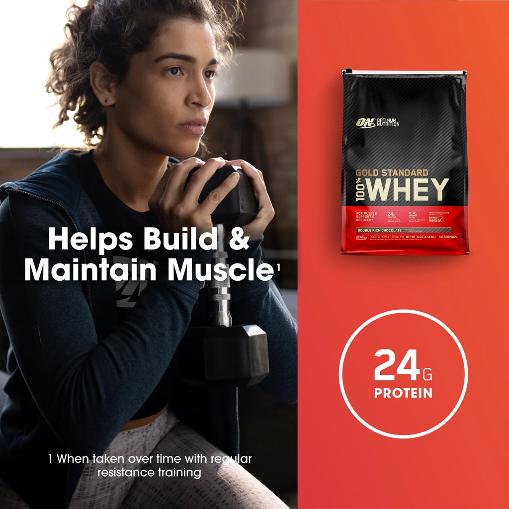 Chocolate, Rich 100% 10 Double Gold Whey Servings lb, Standard Protein Powder, 149 Nutrition, Optimum