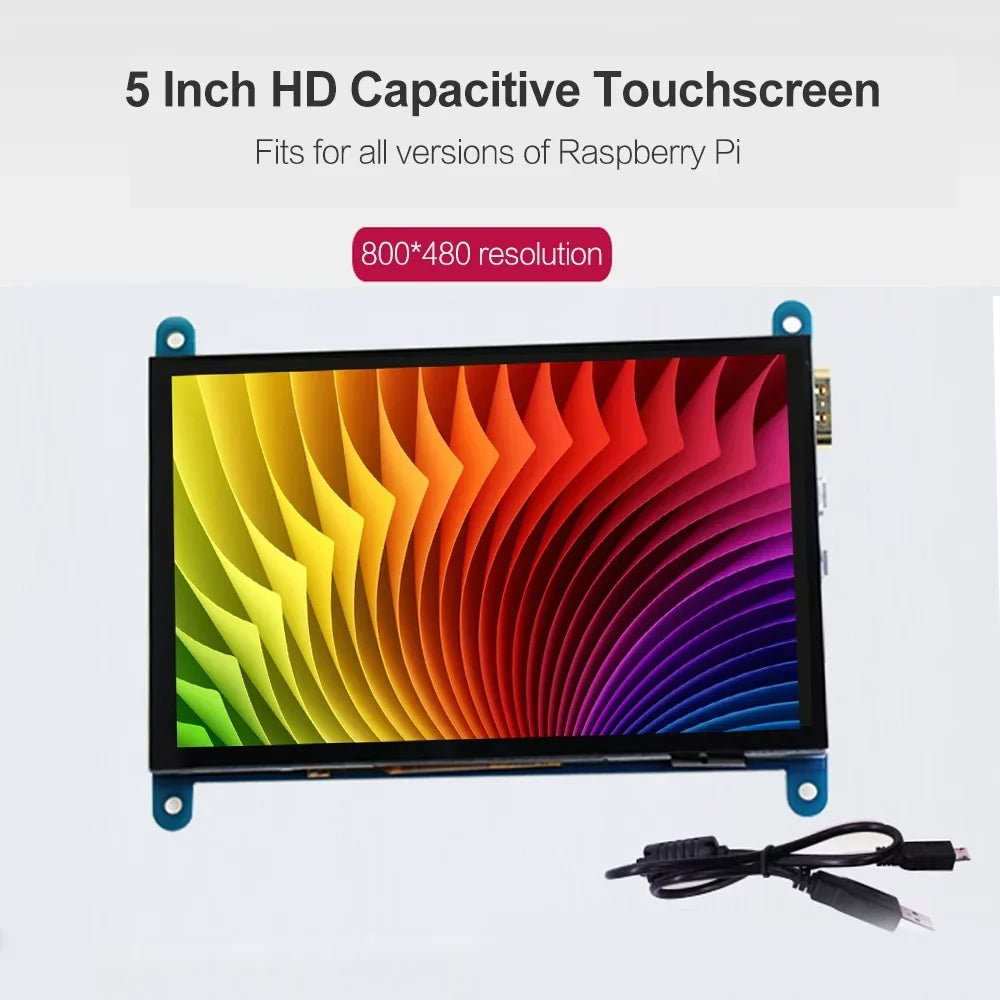 Portablewith Raspberry InchCapacitive Compatible 5 Arealer Display Tool Touchscreen USBInterface with Pi 800*480 Resolution Small