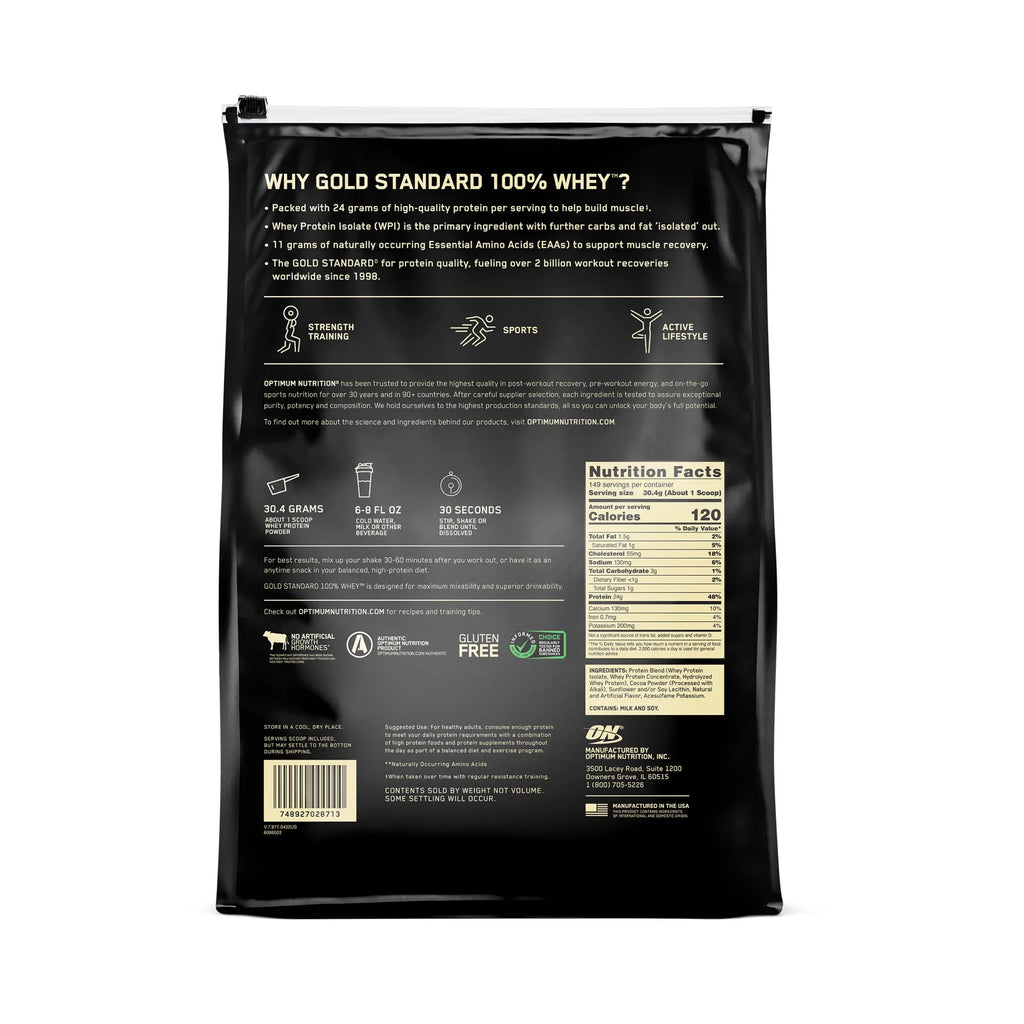 Chocolate, Rich 100% 10 Double Gold Whey Servings lb, Standard Protein Powder, 149 Nutrition, Optimum