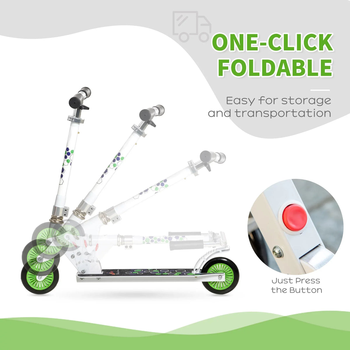 with Durable Push Adjustable Aosom Handlebar, Kids System, One-click Kickstand, Rider Kick and & Wheels Dual Folding Scooter for w/ Girls, Bearings, Sturdy Boys Brake White