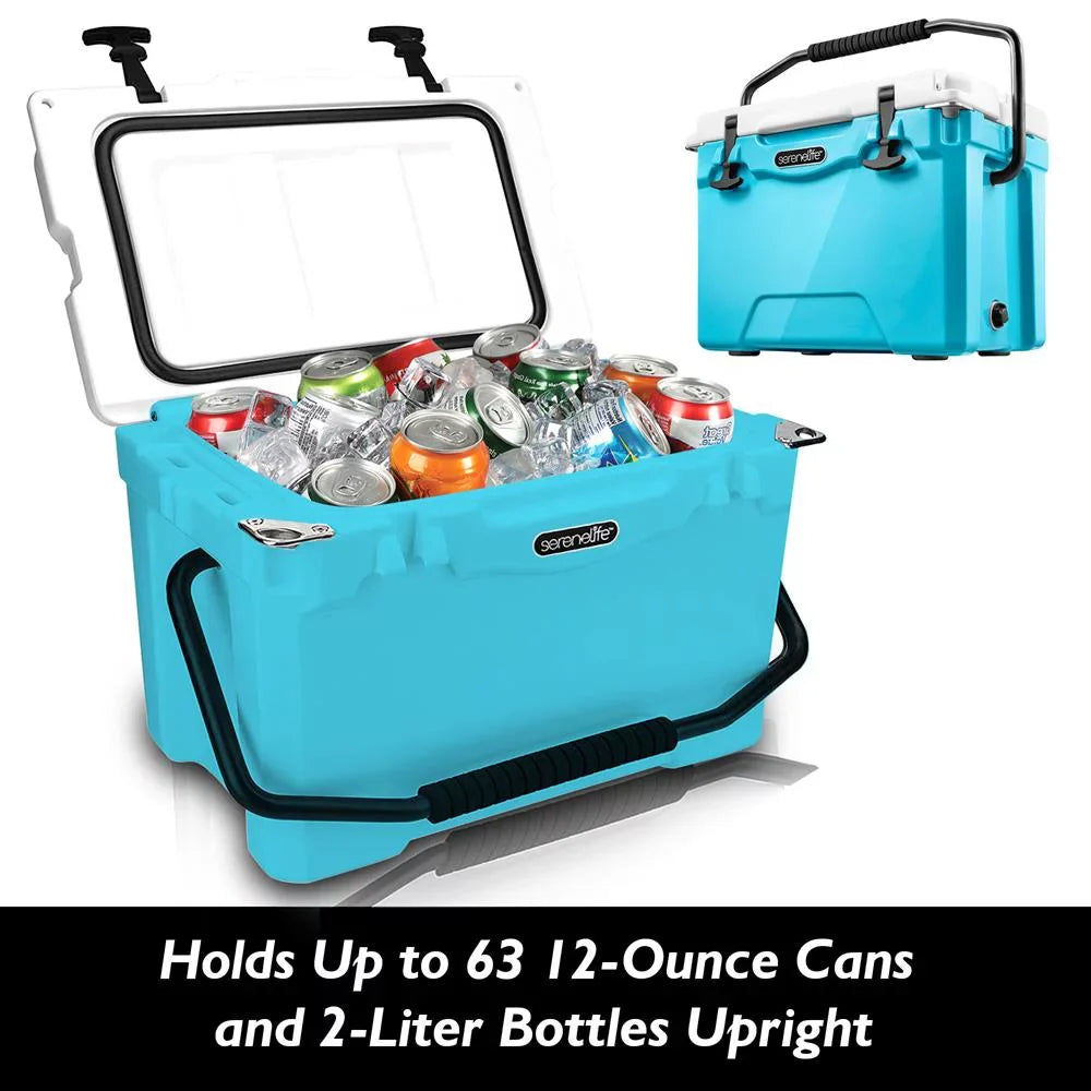 25 Heavy-Duty Box Lightweight Cooler Handles, Cooler Portable SereneLife Ice W/ Travel (Blue) Quart