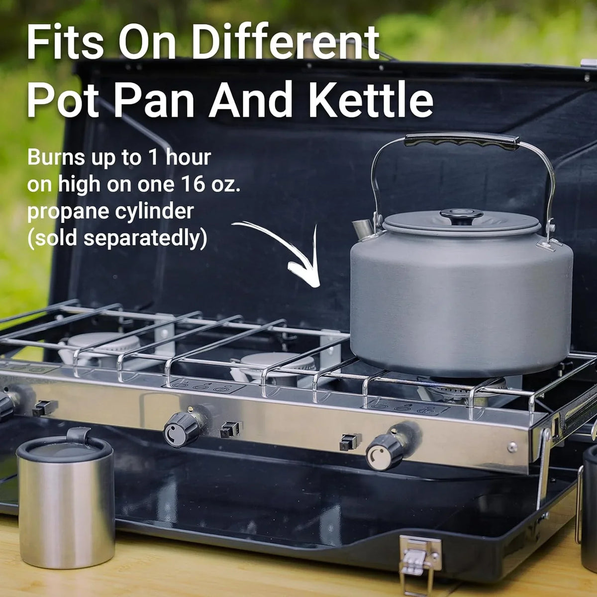 Push-Button Adjustable Camp Grill, and Ignition, 3-Burner 3 Camping Handle with Built-in Propane Portable Carrying Stove Stove 19800 Burners Camping BTUs, Portable Instant