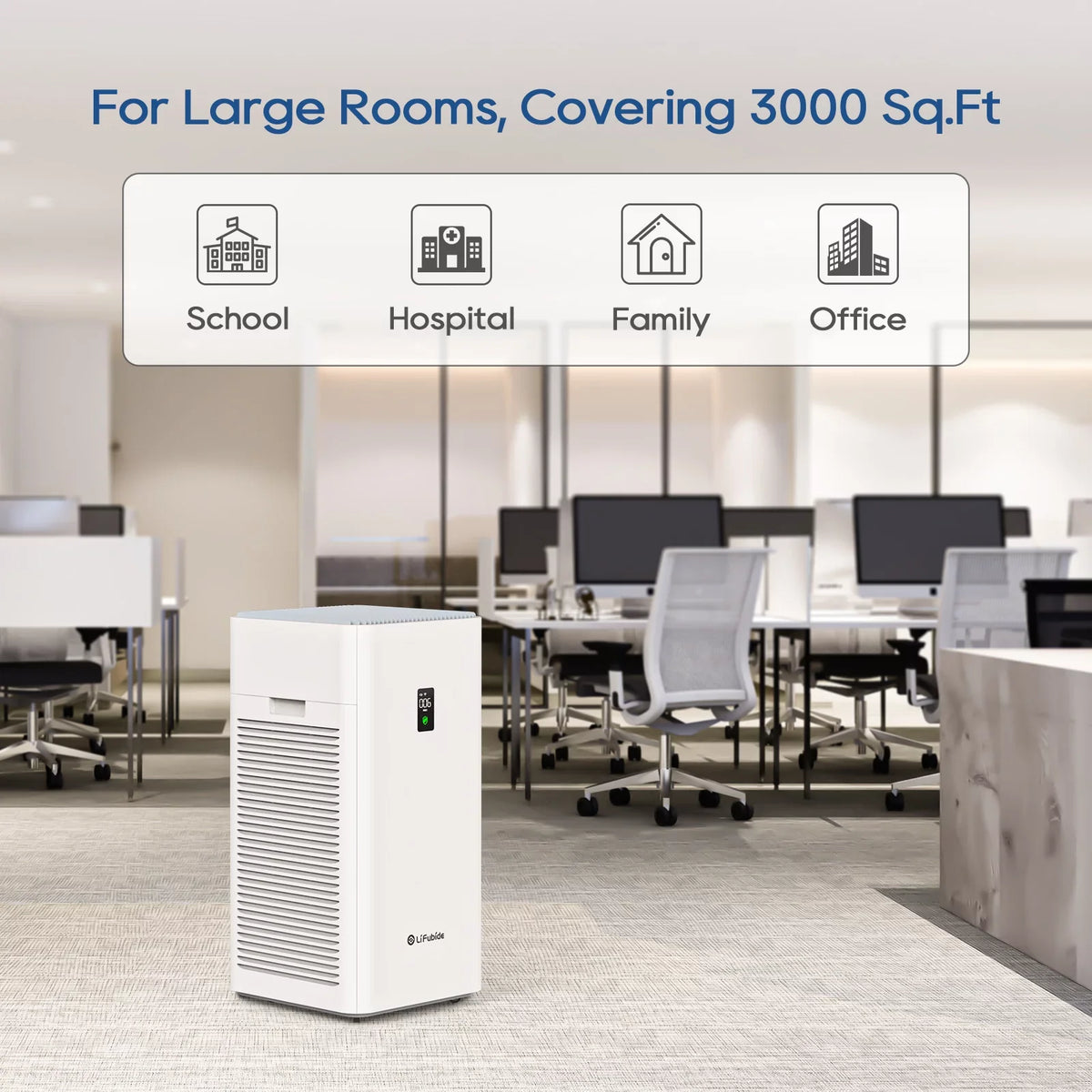 0.01 Microns PM2.5 Large Room Air Low Of Purifier, For Monitor, Bedroom, H13 Pet Lifubide Coverage,24dB Smart True Air Dander、Smoke、Odor、Dust， 99.99% Particles, HEPA,4555 Sq.Ft Removal Noise Purifier