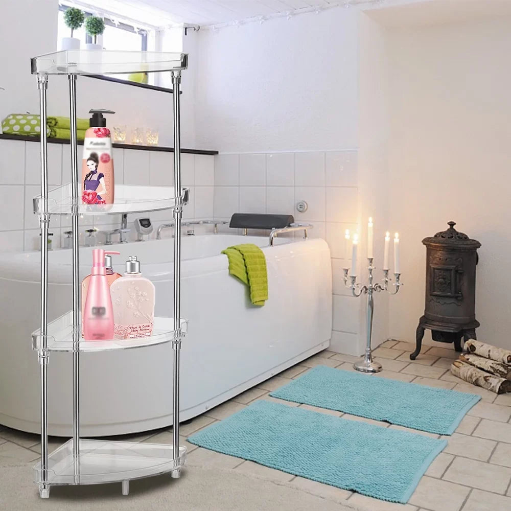 Free Organizing for Storage Caddy 2 Standing Stand 4-Tier Walmeck Corner Clear Countertops Shelves Bathroom Vanity