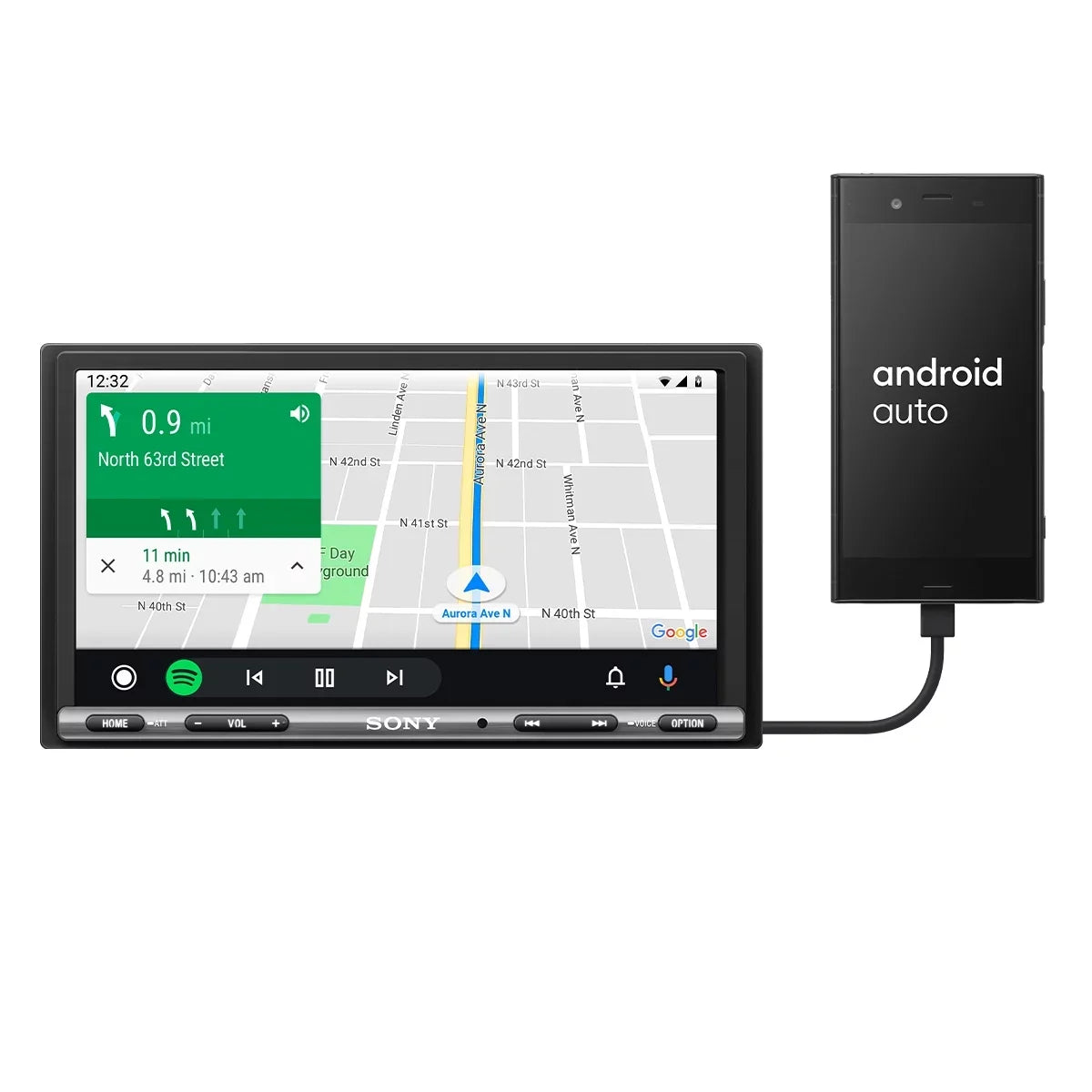 with Bluetooth Sony Media Mobile CarPlay Apple 6.95" and Android Receiver XAV-AX3200 Auto