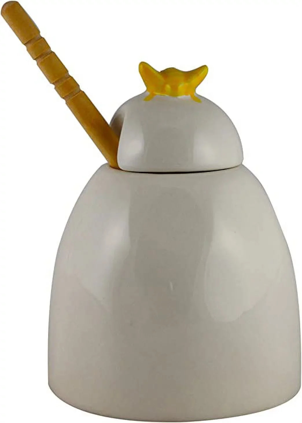 Lid Wooden on and Dipper Pot Yellow with Letters Dunn LL Black HONEY Kitchen Bee Rae Ivory Ceramic