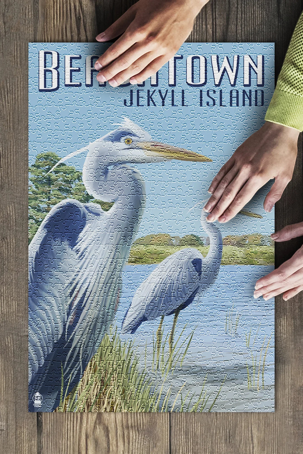 500 Puzzle Adults Beachtown, (19x27 Herons Jigsaw Jekyll for Made and Georgia, inches, in Premium Island, Piece USA) Blue Family,