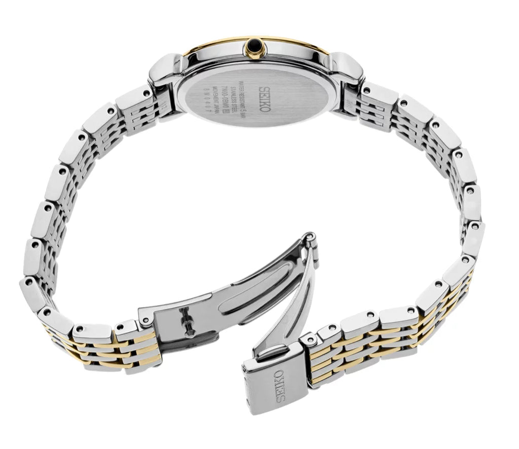 Essential Tone Steel Stainless Seiko Two Dial SFQ800 Women's Watch Quartz Arabic
