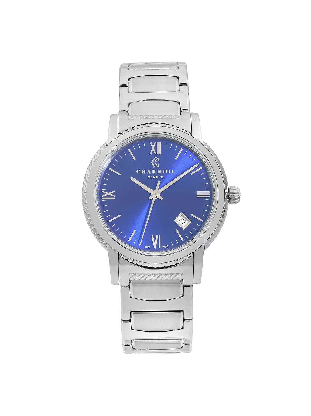Mens Charriol Quartz 40mm Parisii Dial Stainless Steel Blue P40S2.930.002 Watch