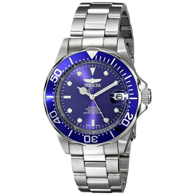 Automatic Pro Blue Diver Dial Watch, White Men
