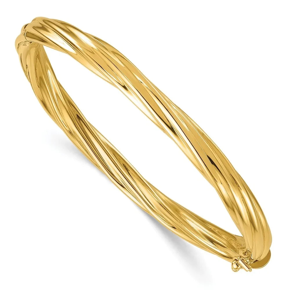 5.8mm for Polished Gold Bangle Yellow Men Auriga 14k Twisted and Hinged