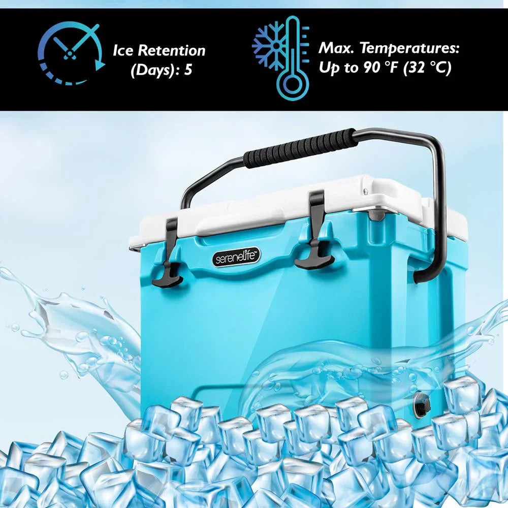 25 Heavy-Duty Box Lightweight Cooler Handles, Cooler Portable SereneLife Ice W/ Travel (Blue) Quart