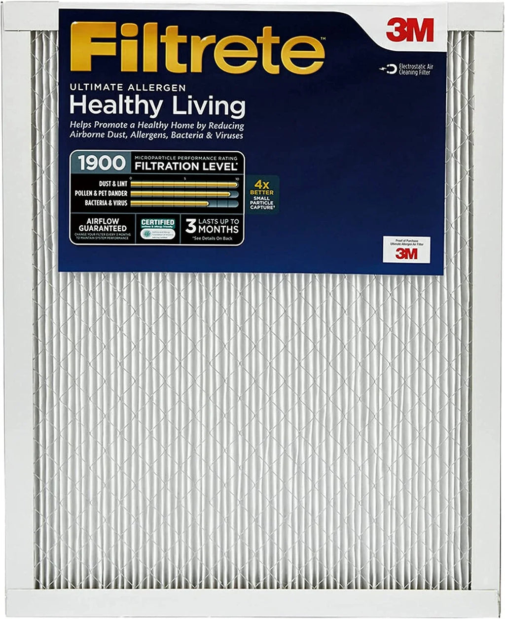 1900, Allergen Living Filtrete Pleated 1-Inch Filter, Filters, Filters 2 MERV Ultimate Air 3-Month MPR Healthy Air 13,