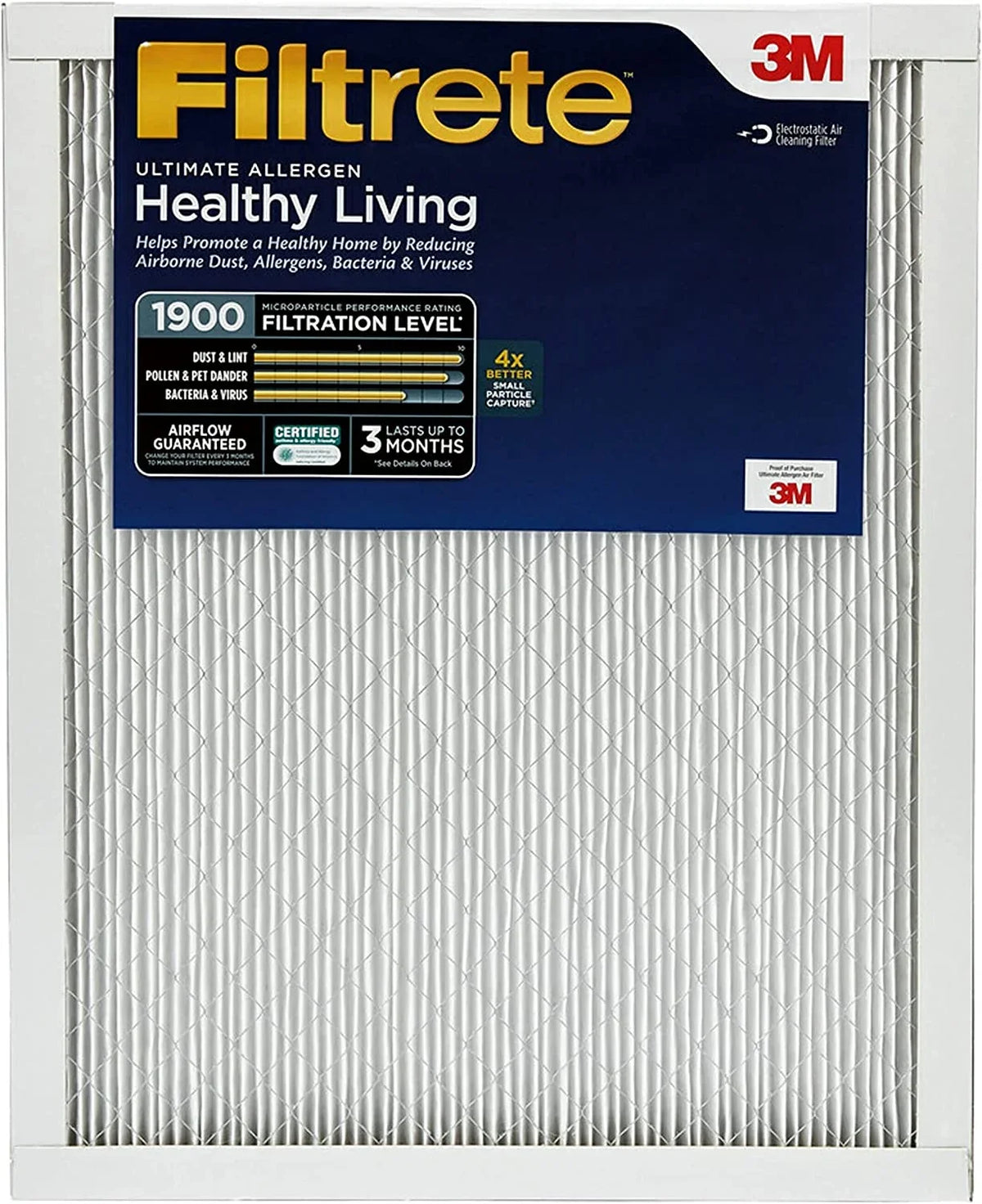 1900, Allergen Living Filtrete Pleated 1-Inch Filter, Filters, Filters 2 MERV Ultimate Air 3-Month MPR Healthy Air 13,
