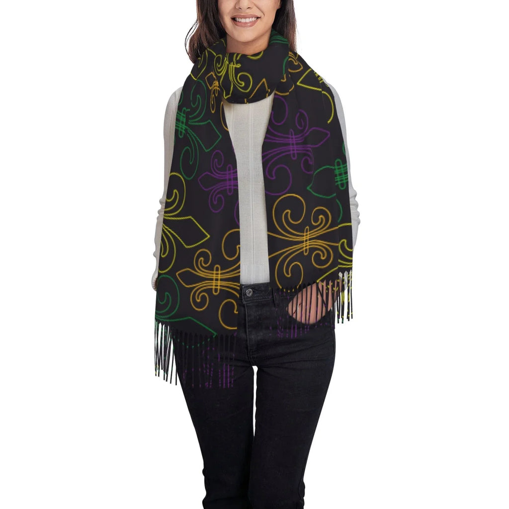 Feel Large Print Soft Cashmere Gras Women Bingfone Scarves Scarf Elegant Winter Mardi Shawl Warm Carnival Wrap For Art Gifts-
