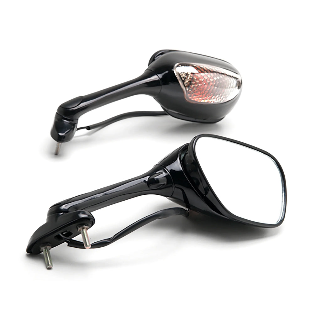 Turn Motorcycle Mirrors with Signals Right Suzuki & Black 1000 / GSX-R1000 Krator GSXR 2005-2009 Left Compatible