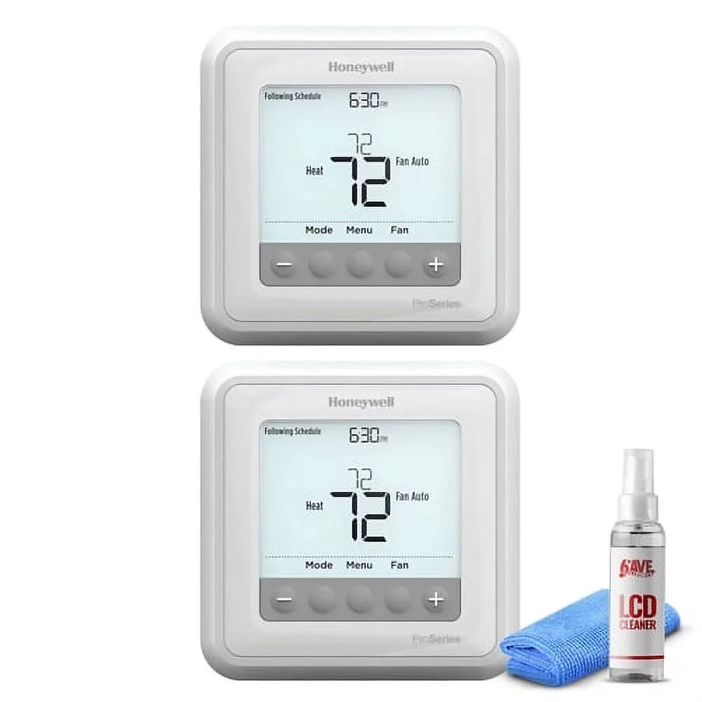 Honeywell T6 LCD TH6210U2001/U + Thermostat Pro 2-Pack Cleaner Programmable