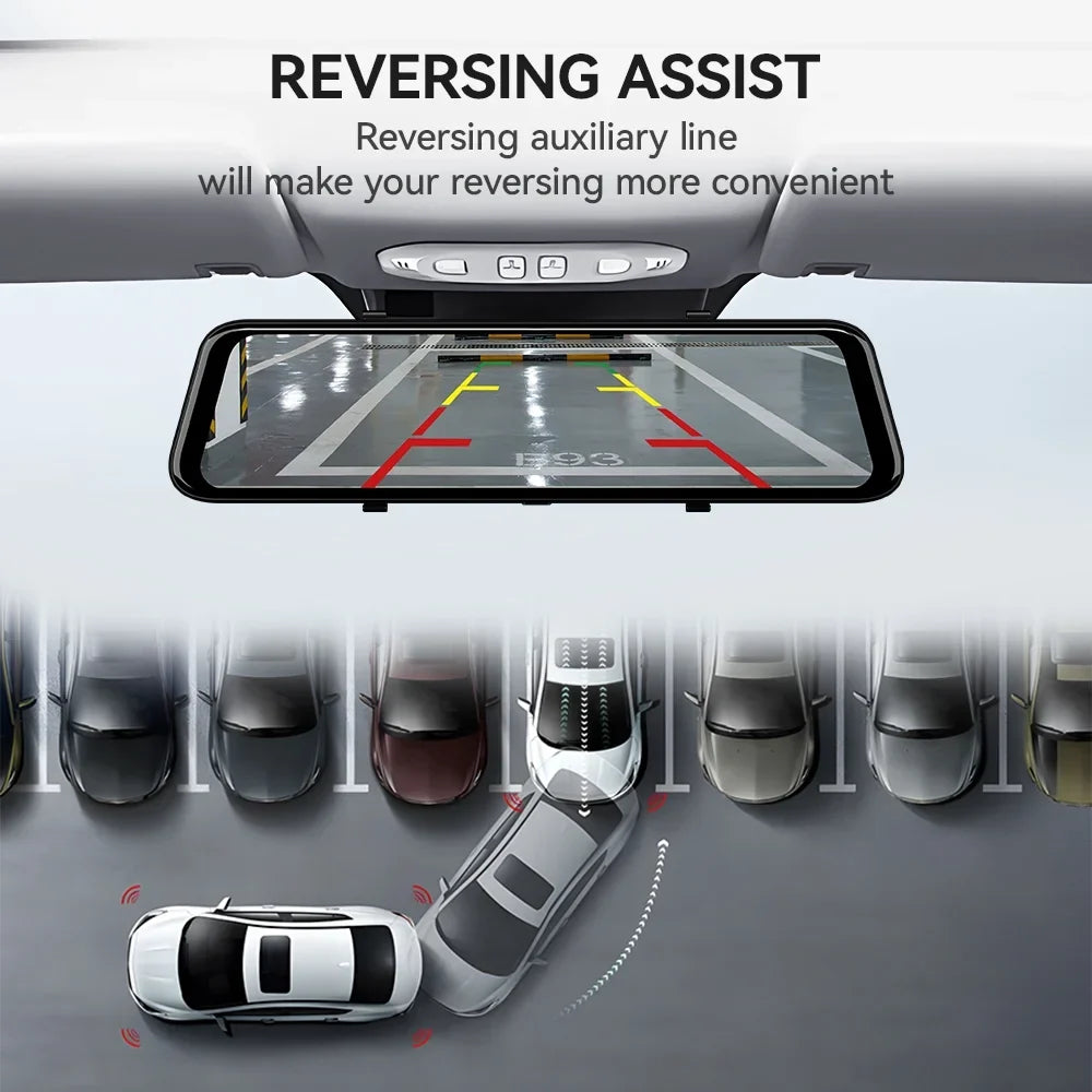 Car Mirror Camera, for View 12" Dash 2.5K Rearview Night 64GB Free Dash GPS Front Cam, Rear and Camera & Cam 4K WDR, Mirror WOLFBOX Dash Card Rear Vision, with