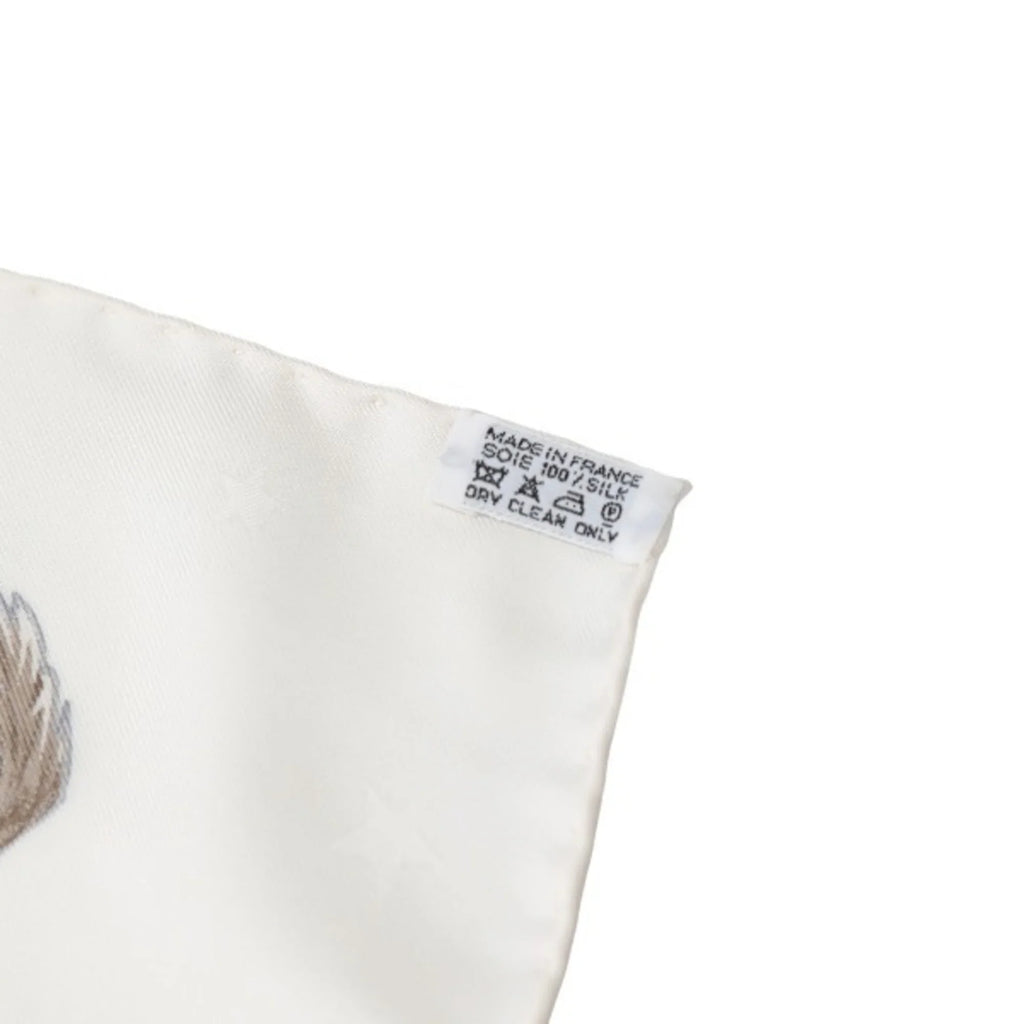White Hermes 100% Carre90 Scarf (Good) Pre-Owned Silk HERMES