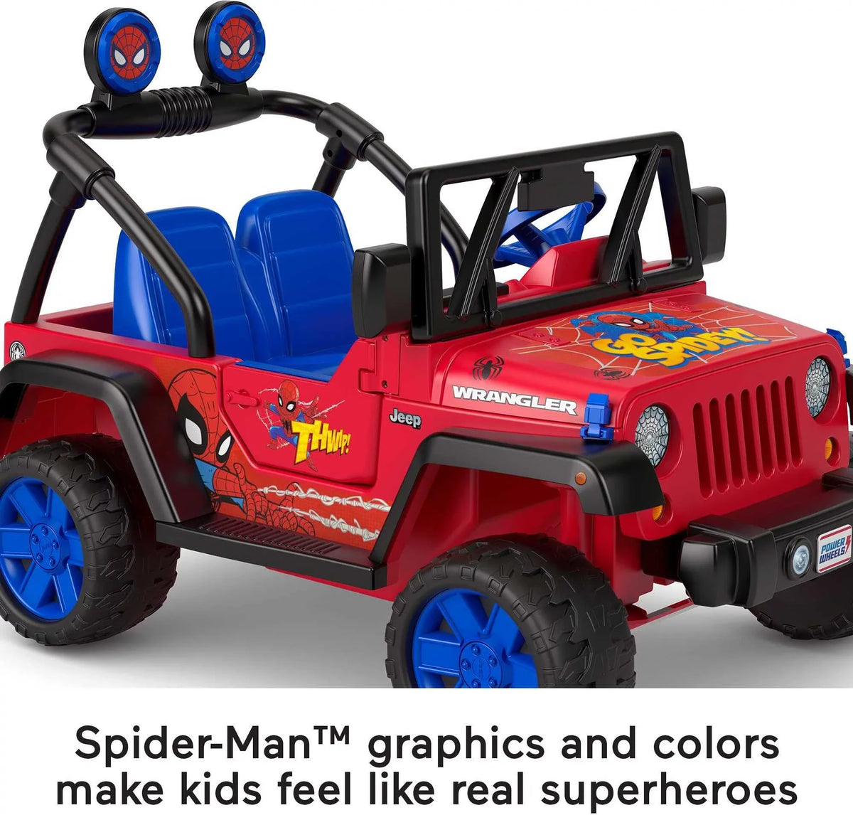 Child a 3-7 Spider-Man Power with Wrangler Sounds, Ages Ride-On Battery-Powered 12V for Vehicle Wheels Jeep