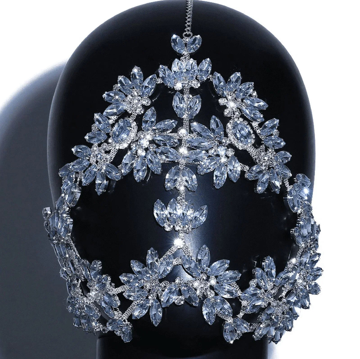 Women Halloween Crystal Face Mask Chain Masquerade Masks Rhinestone for Mask Face