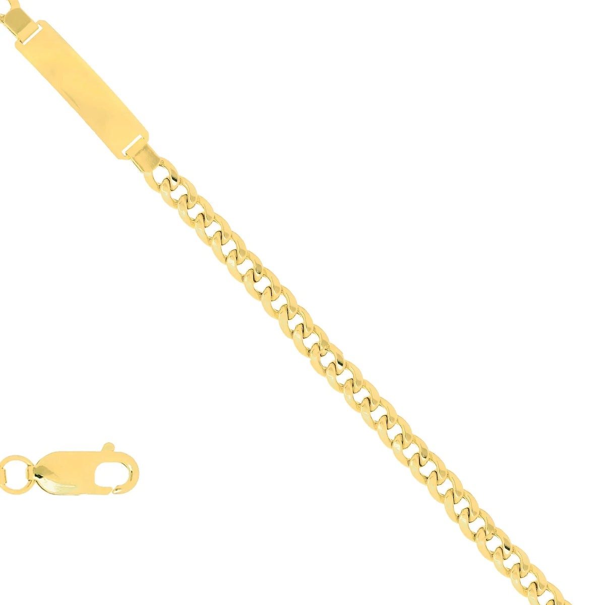 Link Lite Clasp JewelStop Gold Cuban 14k 8.5 Miami ID-Bracelet, Inches, 8mm Men's Lobster 19.2gr. Yellow