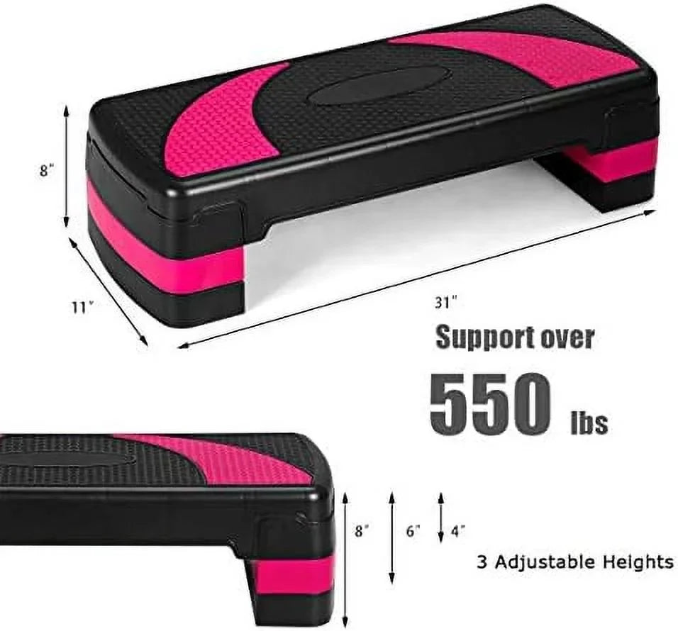 Workout Platforms 3-Level Detachable Adjustable Risers With 31” Surface, Shock-Absorb Stepper, Exercise Anti-Slip Pads, Aerobic Platform With & Step Non-Slip Height