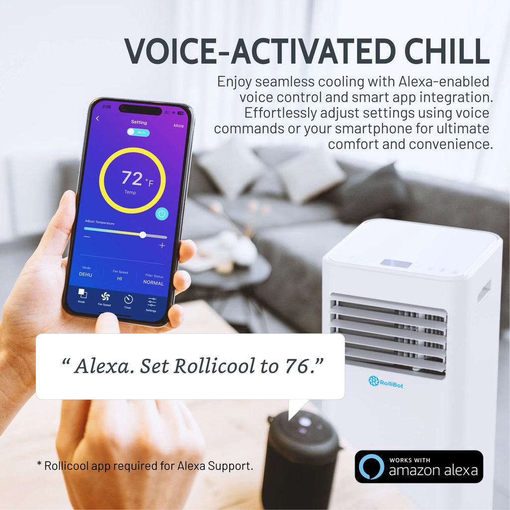 ft AC up Dehumidifier BTU Quiet 450 & Conditioner Covers & Enabled 10,000 Wi-Fi Air Rollicool to Sq Alexa Rooms Portable Portable