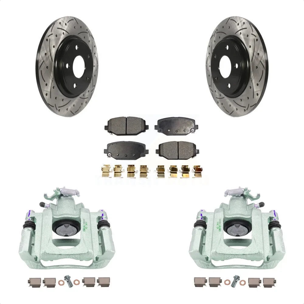 Rear C/V Auto For Slotted With Front Semi-Metallic Transit Brake Kit Ram Drilled KCD-100635P Coated Pads Rotors And 2012 Caliper Piston Disc Dual