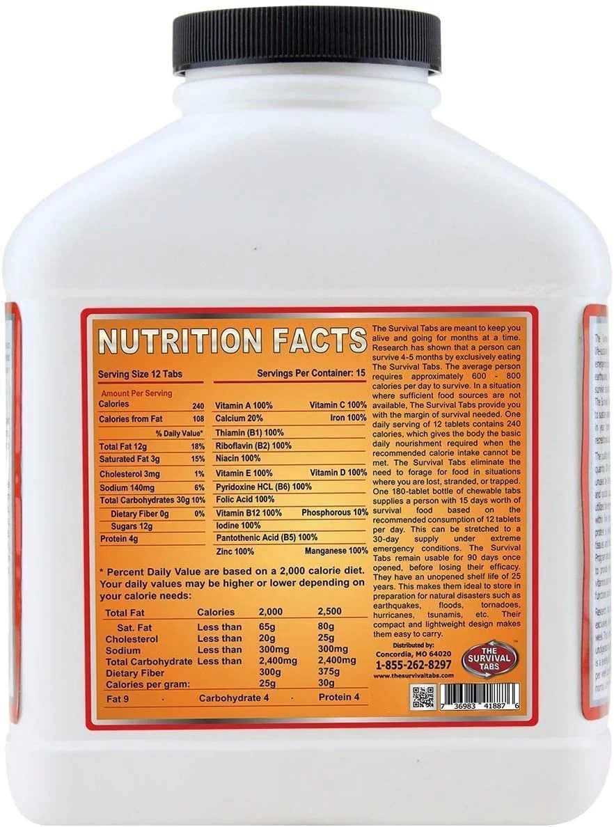 Camping Tabs x Biking, Gluten-Free Food Supply-Emergency (1 Non-GMO 25 Bottle Survival Survival 180 Disaster Years for 15-Day Shelf Life MRE Preparedness tabs/Butterscotch) - Food