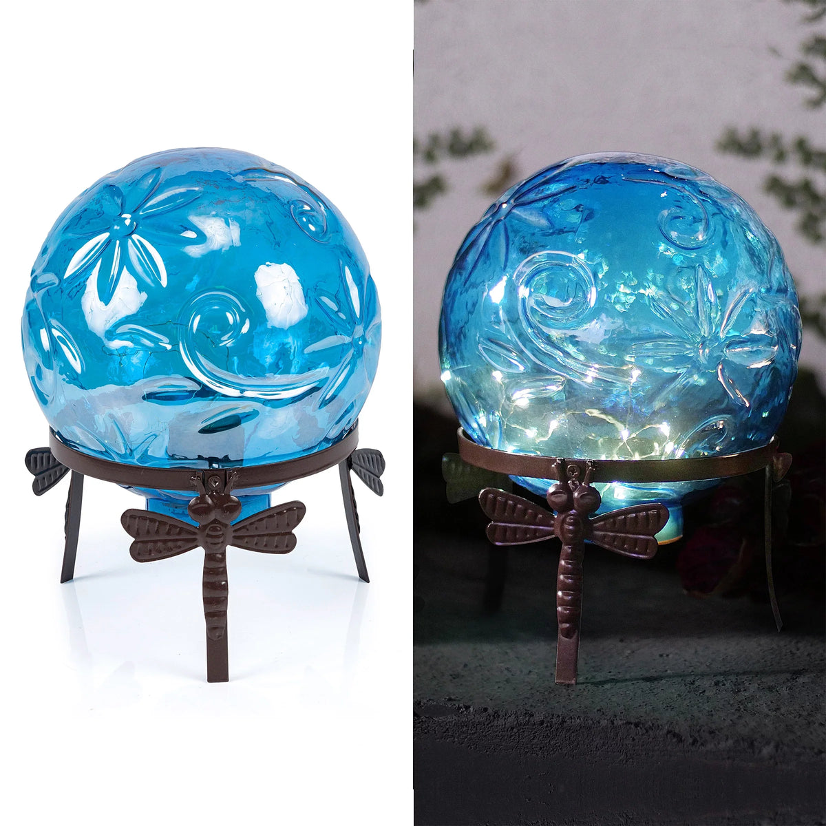 Gazing 10" W Glass L Blue H Corporation Embossed x Alpine 10" 13" Light-up x Globe,