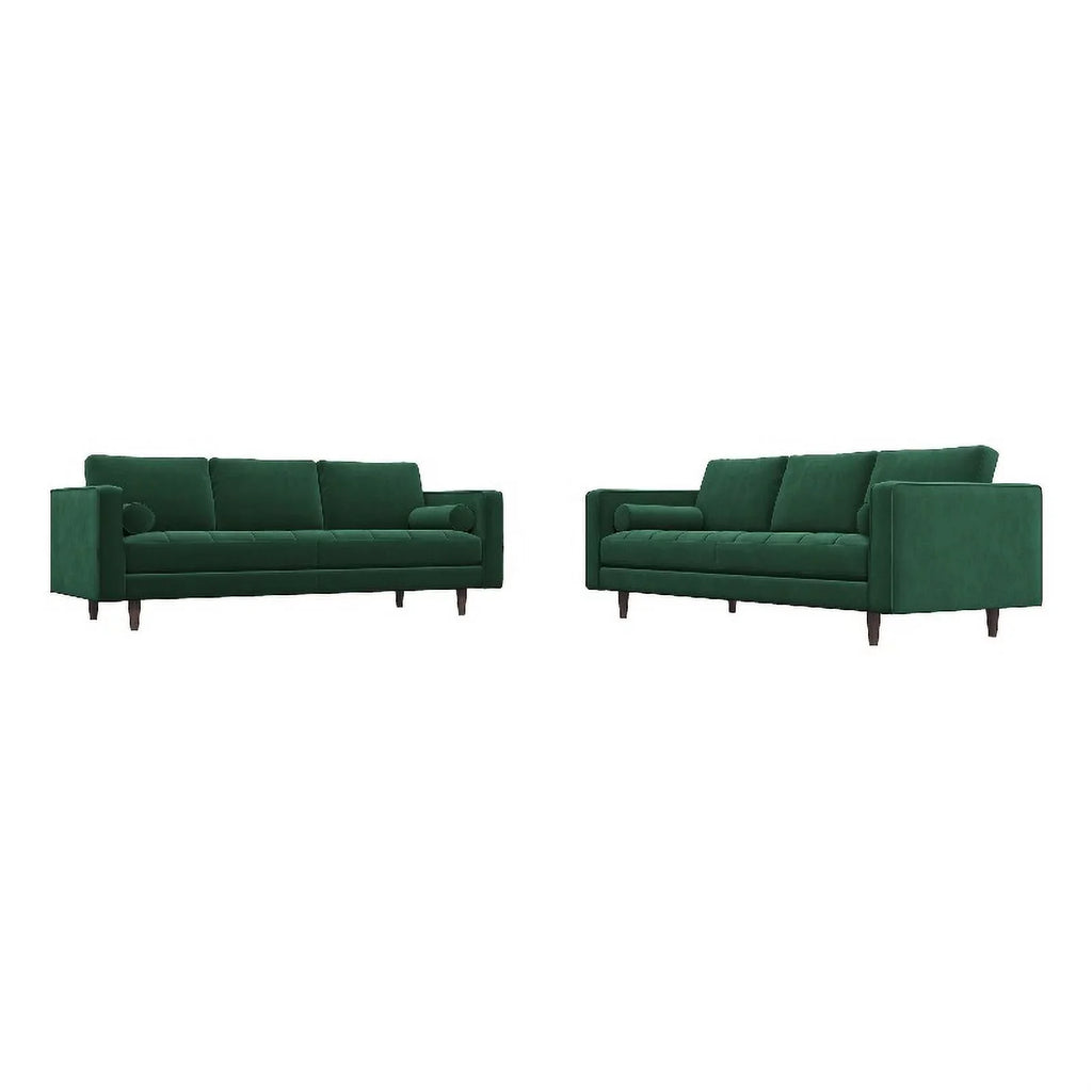 Set Velvet Back Pillow Tahir in Sofa Green Mid-Century