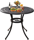 Garden, Table Umbrella Table Patio Porch Cast Inch Aluminum with Patio, Outdoor Table, Hole,Round Bistro for Patio Dining Dining 1.97" 35.5