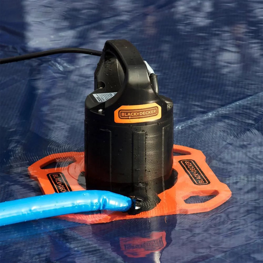 Submersible 1500 GPH Black+Decker Pump Hose with Pool Automatic Discharge Cover