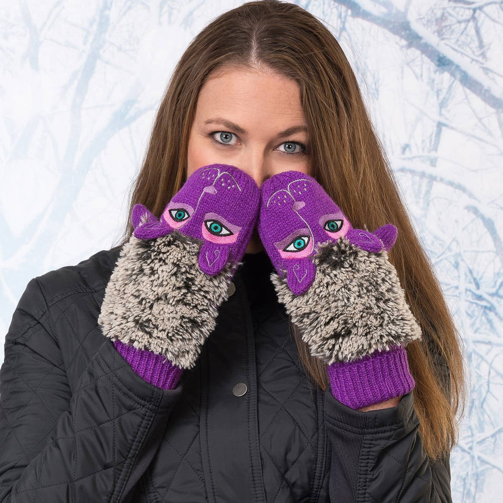 Purple Dog Fuzzy Laurel Mittens Burch