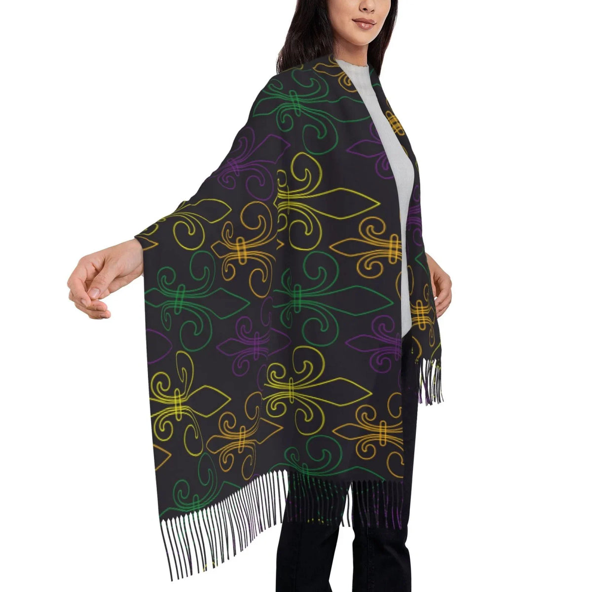 Feel Large Print Soft Cashmere Gras Women Bingfone Scarves Scarf Elegant Winter Mardi Shawl Warm Carnival Wrap For Art Gifts-