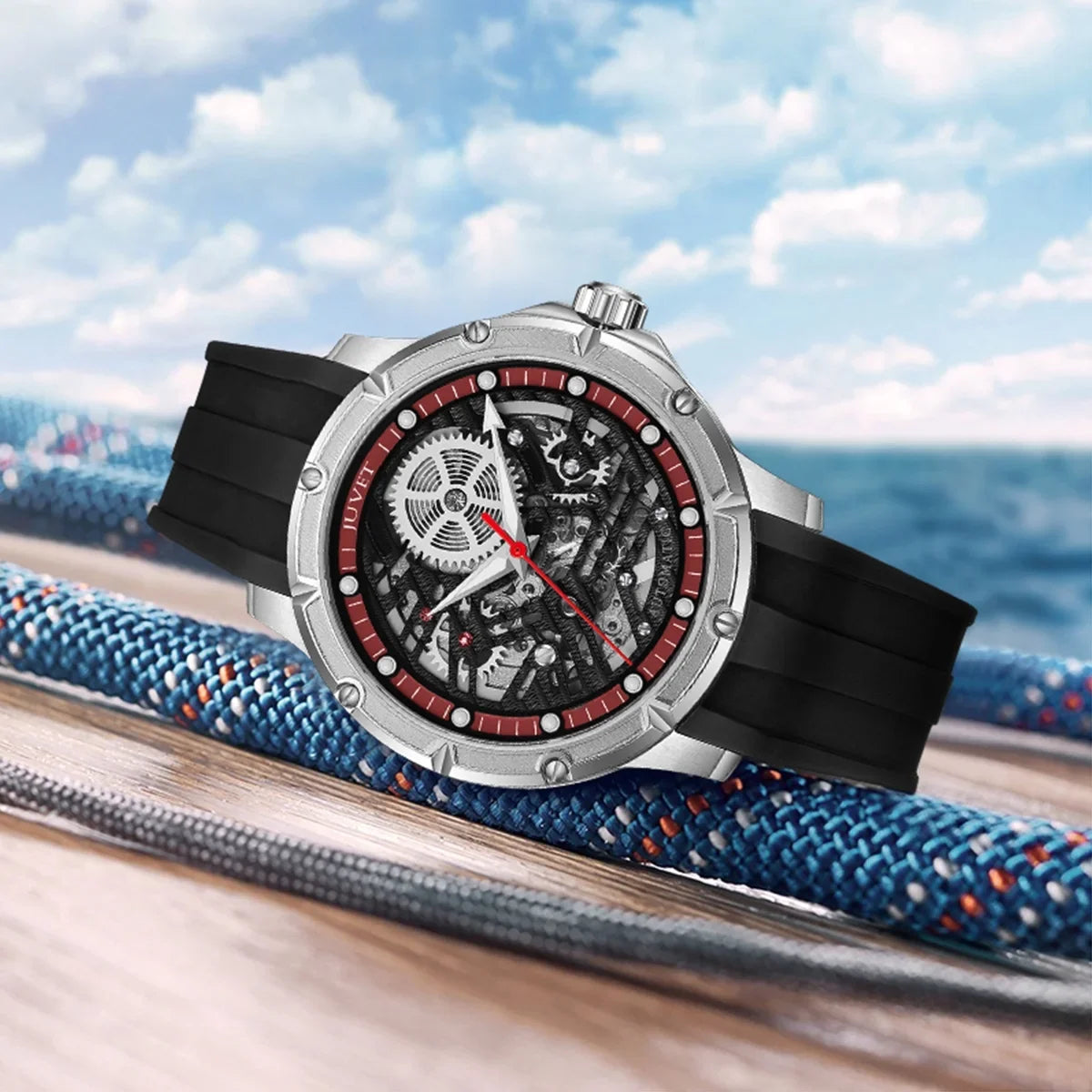 Mechanical for Mens Watch Fashion Waterproof Watch JV7011A1 Watch Skeleton JUVET Automatic Men