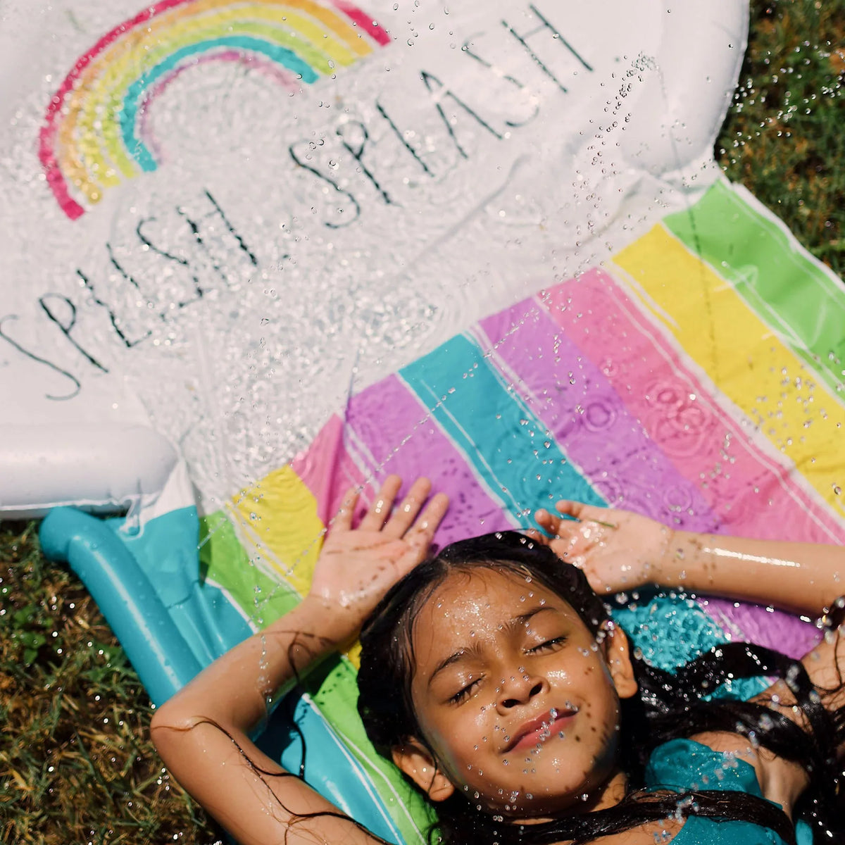Rae Rainbow Float, CocoNut Splish Water Splash Slide 5+ Slide Mat, -16 Durable Sliding Foot Ride Sprinkler, & Dunn: Age