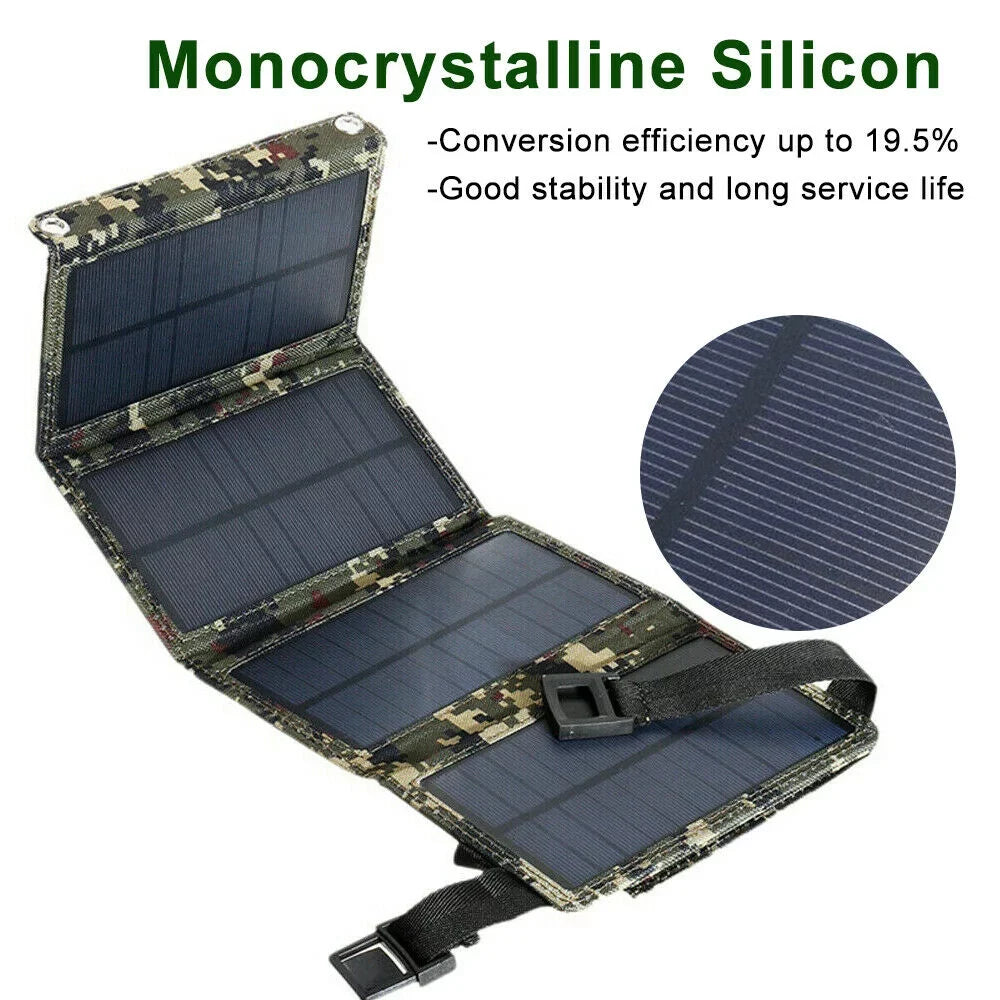 Panel Outdoor Bank Charger Solar Power Paddsun Phone 80W Camping Folding USA Hiking USB