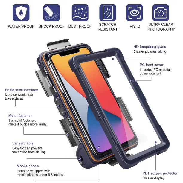 Phones Diving Professional Photo Waterproof [15m/50ft] Surfing Snorkeling Xiaomi Black 3 to Protective Underwater LCD Video Up Inch for Case all Lanyard Swimming Shark UrbanX Housing And 6.9 with