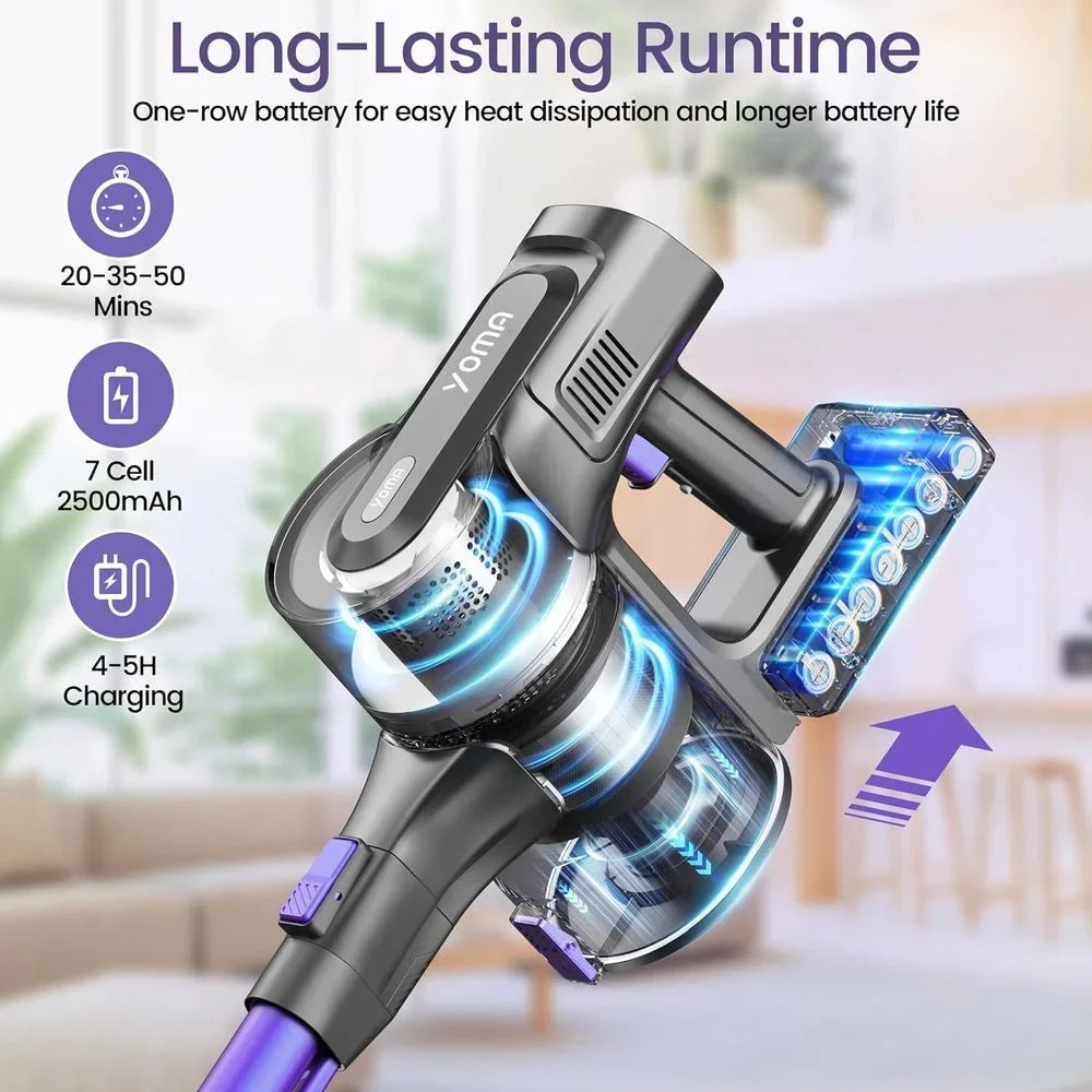 50min Vacuum Runtime, Cordless Carpet for with 28Kpa Purple) with Pet Home Powerful Hair (Midnight 6-in-1 350W Cleaner, Stick Lightweight Suction, Vacuum Vacuum Rechargeable Floor Vacuum Cordless