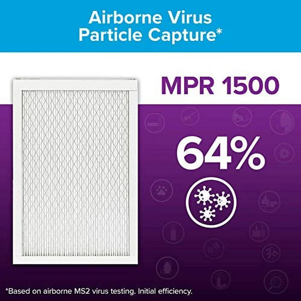 Living Healthy MPR AC Filtrete Furnace dimensions Ultra 12x24x1, 11.69 x (exact Filter, 1500, 6-Pack 23.69 Air x 0.78) Allergen,