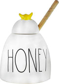 Lid Wooden on and Dipper Pot Yellow with Letters Dunn LL Black HONEY Kitchen Bee Rae Ivory Ceramic