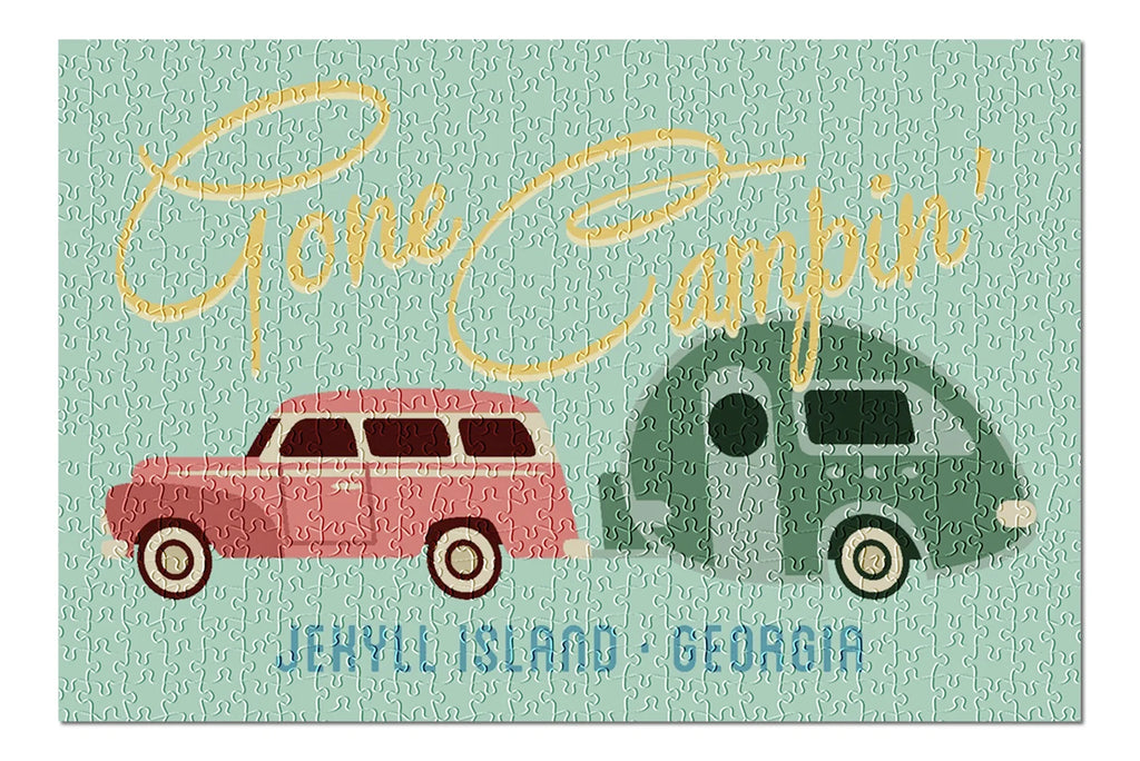 in (19x27 USA) Puzzle Jigsaw Jekyll Campin, Georgia, Geometric Family, Made Island, and for Piece inches, Adults Trailer, 500 Premium Gone