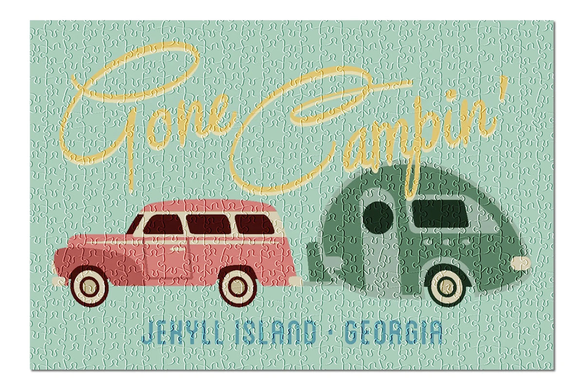in (19x27 USA) Puzzle Jigsaw Jekyll Campin, Georgia, Geometric Family, Made Island, and for Piece inches, Adults Trailer, 500 Premium Gone