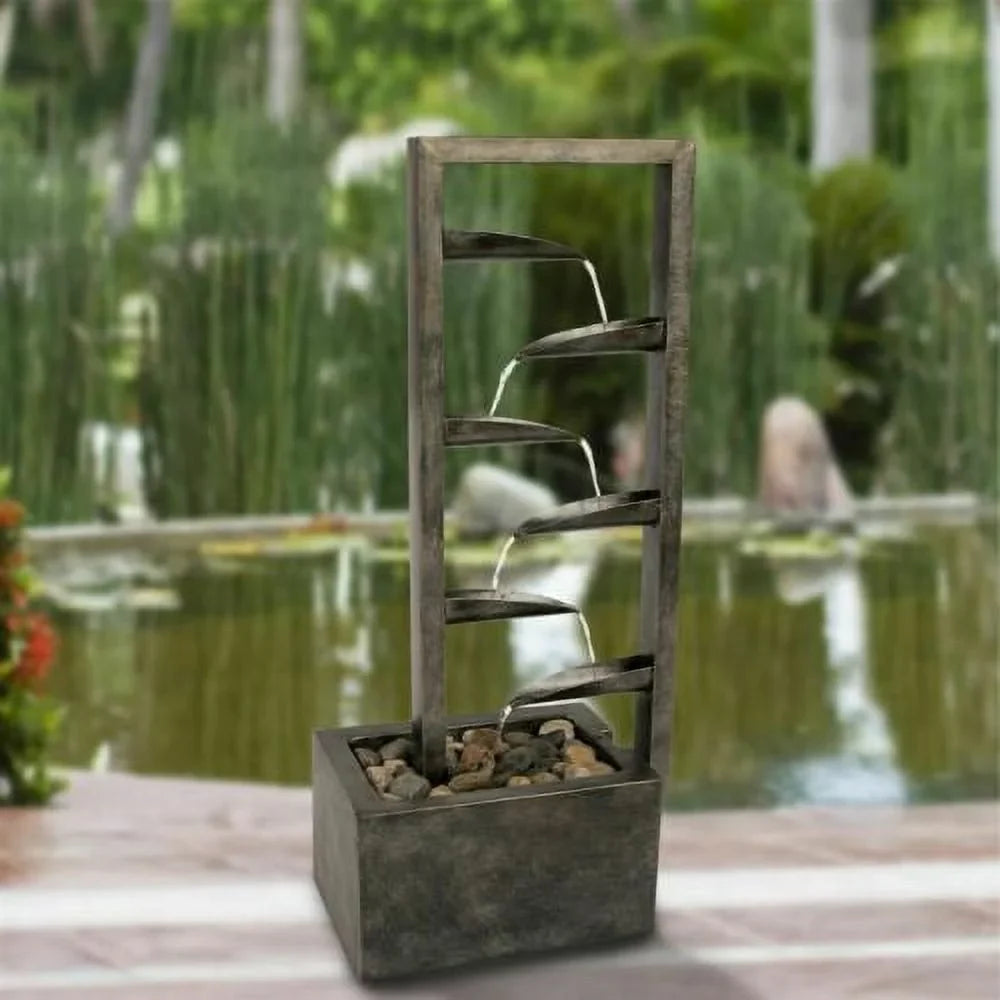 Waterfall 34 Concrete Outdoor Zen Inch Fountain Oasis Backyard Metal