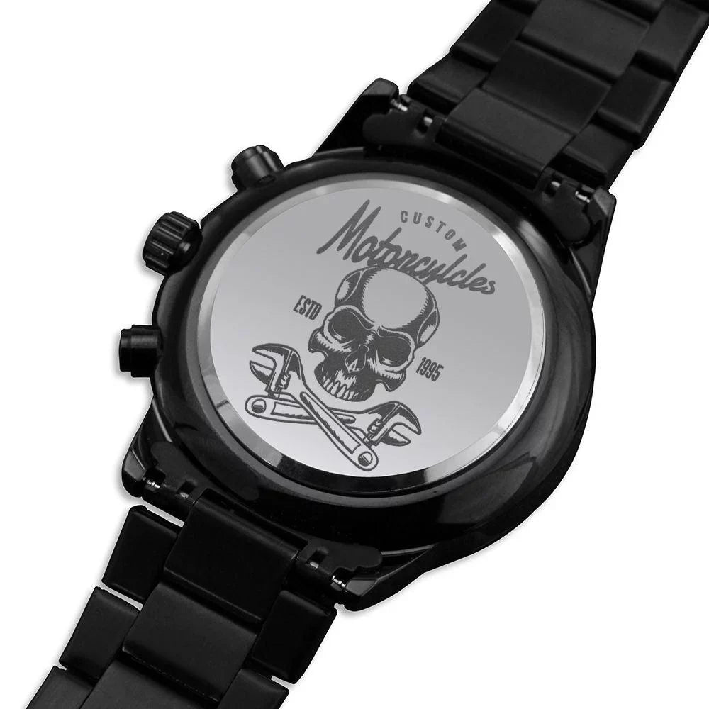 Steel Custom Copper Multifunction Motorcyles W Watch Engraved Stainless Motorcycle 1995 Rider Men's Dial