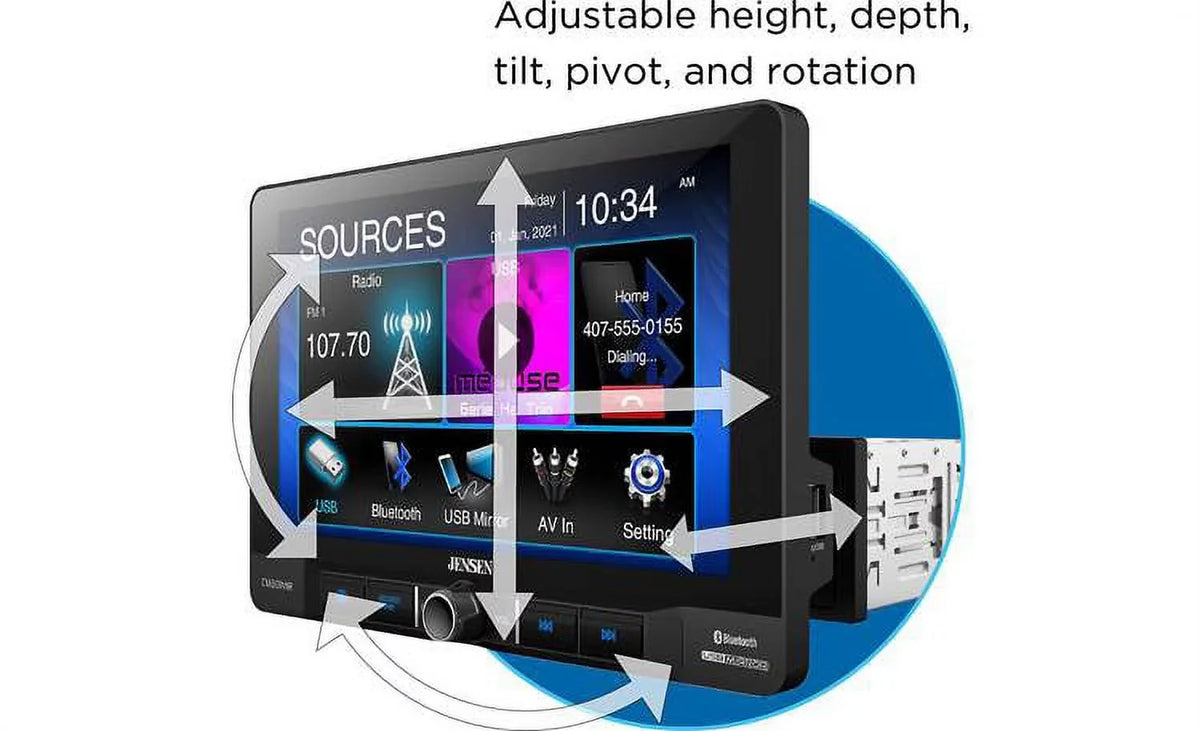 Android Screen Jensen inch and Bluetooth and Mirroring for with CM901MIR Receiver Multimedia 9 USB Mechless Apple Smartphones