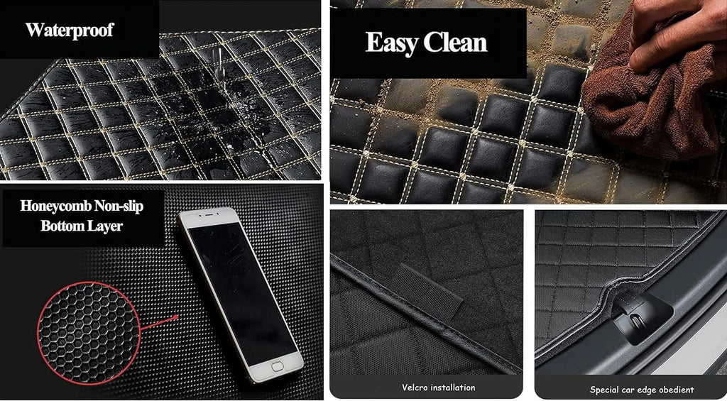 95% Weather All Liner Liner -Black Boot Car Coverage Custom Stitching Black with Mats Cargo for Trunk Makes BMW-Tesla-Mercedes-Honda-Lexus-Subaru Car Full Mats Trunk